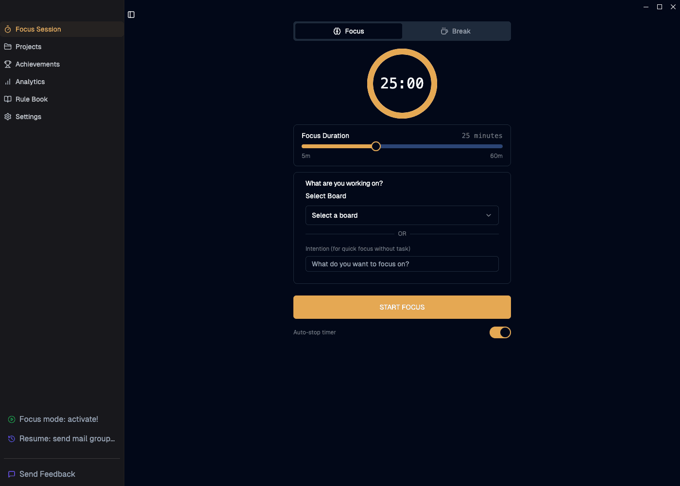 iTracksy Activity Tracking Interface